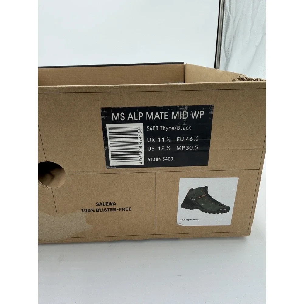 Salewa Alp Mate Mid Men's Waterproof Shoe Hiking Boot Black Green Size 12.5